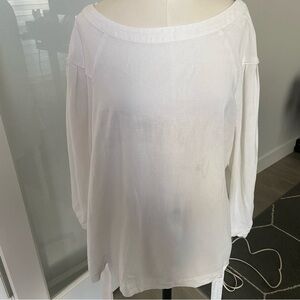 Banana Republic Elegant White Long-Sleeve Blouse Belted Size L
